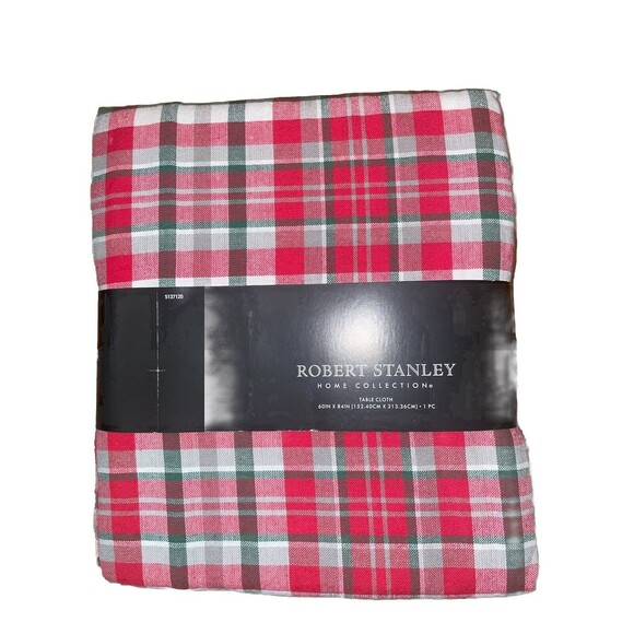 Robert Stanley Home Collection Tablecloth 60" x 84" Red Heartland Holiday Plaid